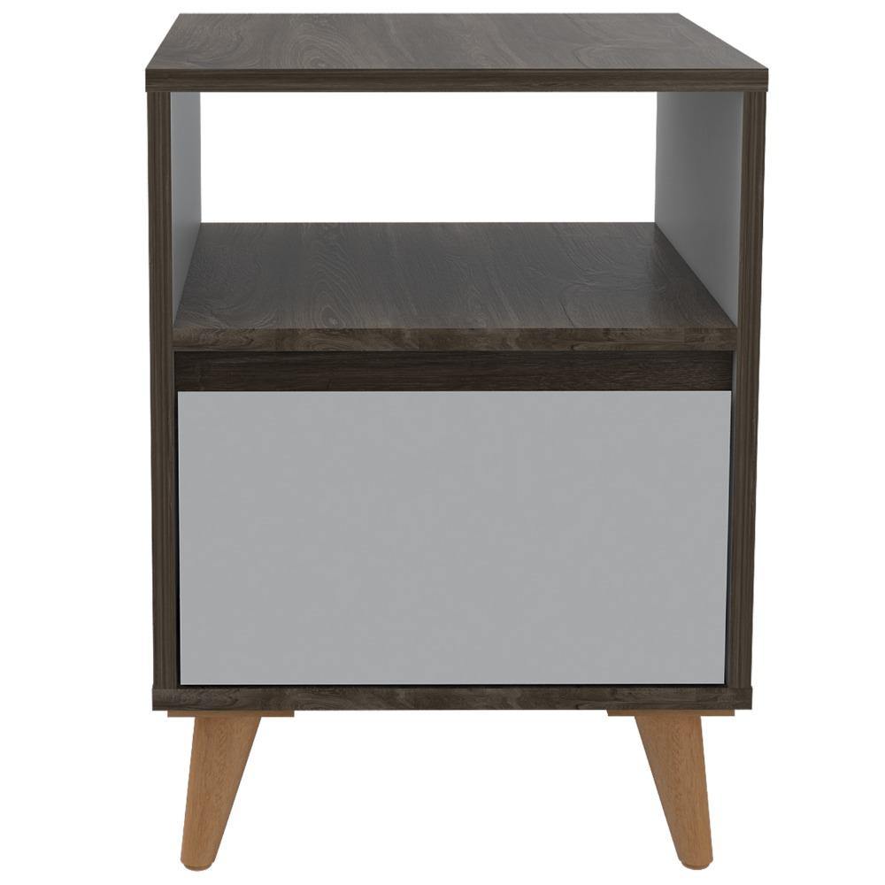 Mesa de Noche Almeria Siena y Blanco 40 cm con Un Cajón - Mesas de Noche | Bylmo