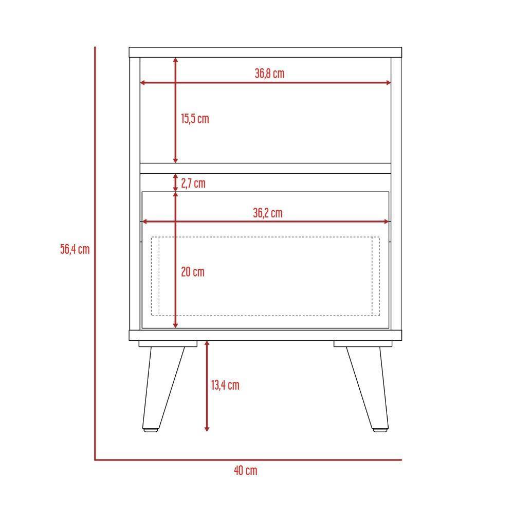 Mesa de Noche Almeria Siena y Blanco 40 cm con Un Cajón - Mesas de Noche | Bylmo