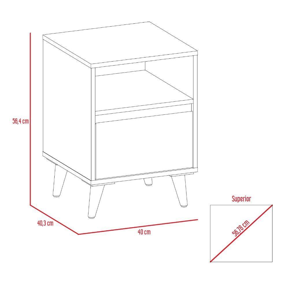 Mesa de Noche Almeria Siena y Blanco 40 cm con Un Cajón - Mesas de Noche | Bylmo