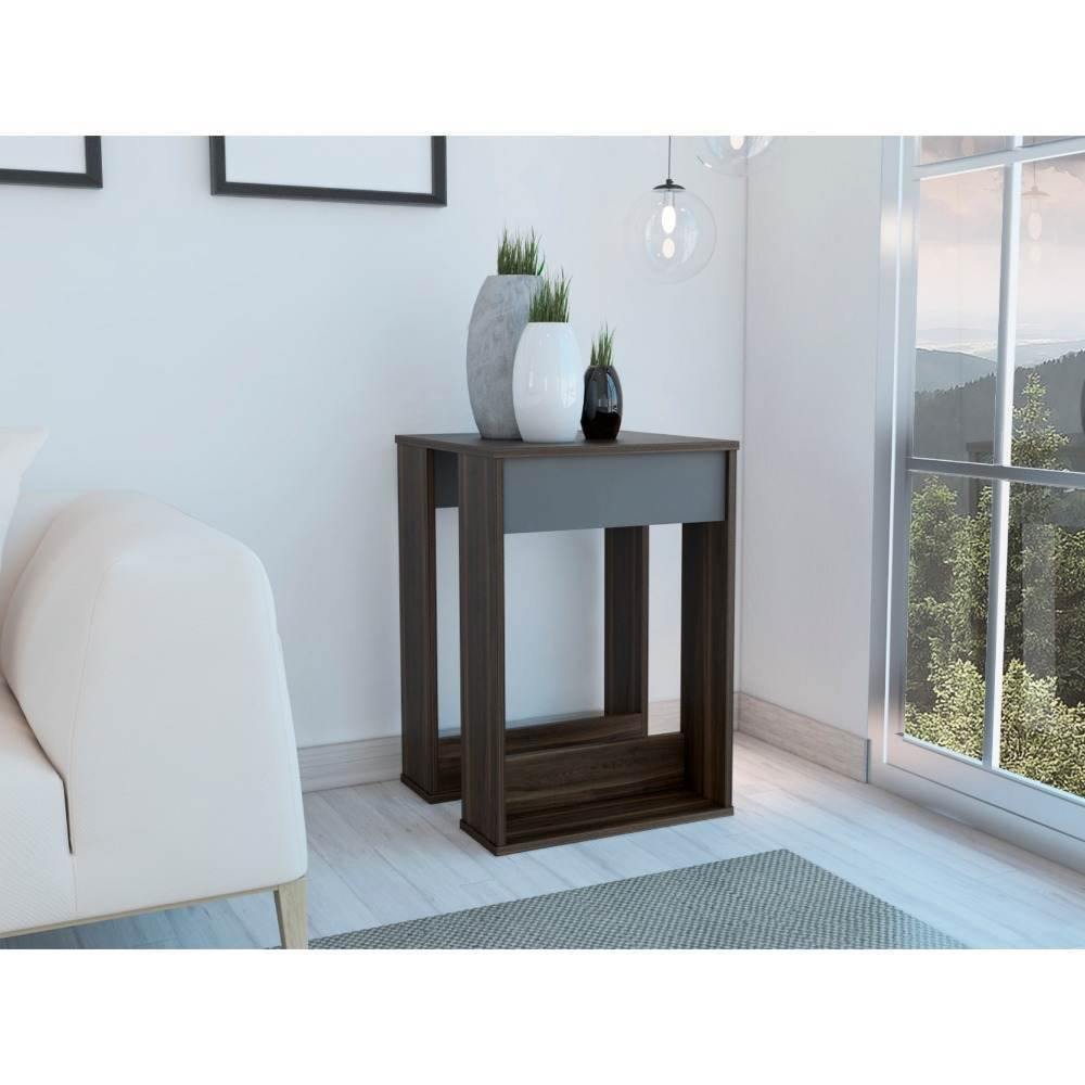 Mesa Dalí Habano y Plomo 45 cm - Mesas | Bylmo