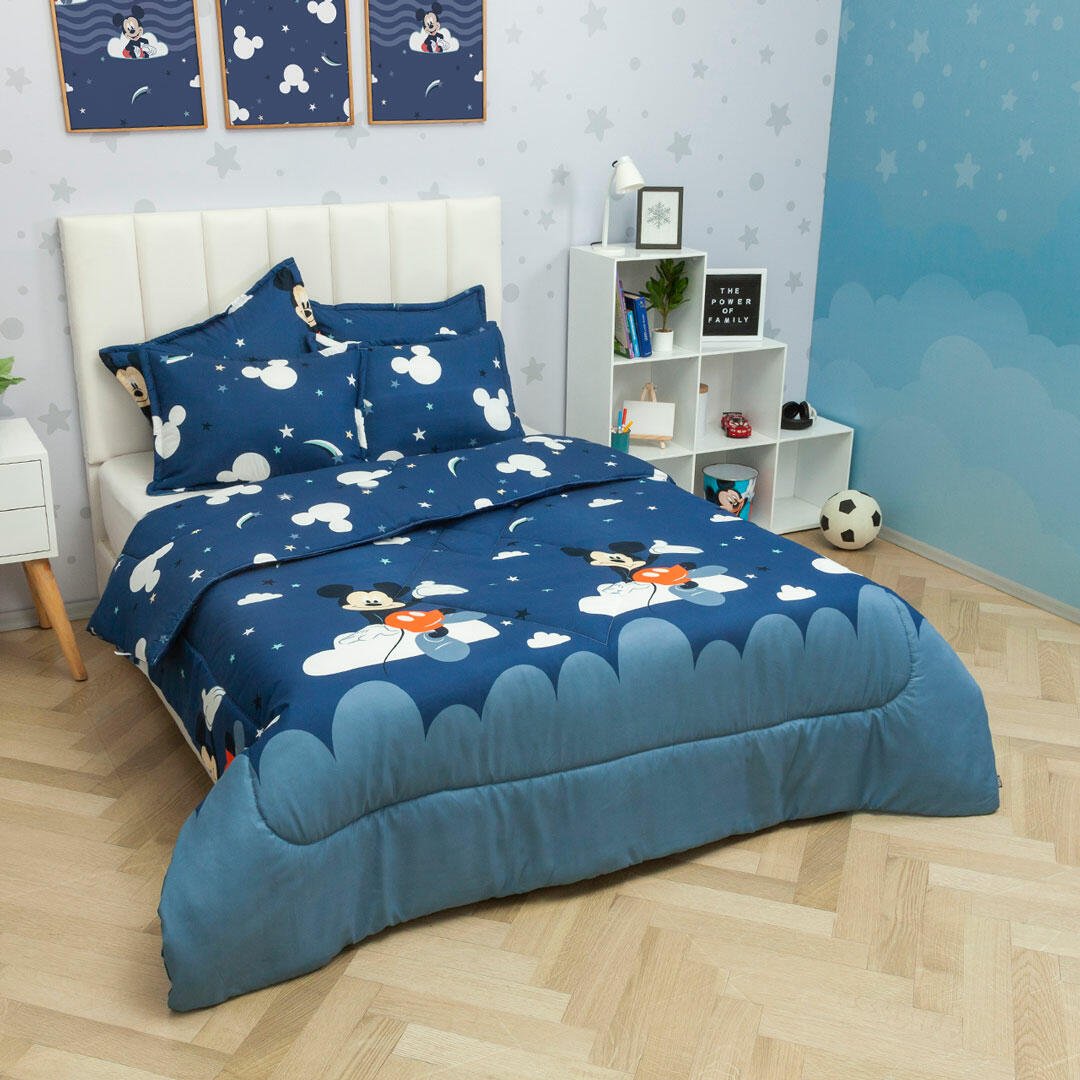 Cubrelecho Acolchado Infantil Azul Oscuro para Cama Semidoble 120 X 190 Cm Doble Faz de Mickey - Otros textiles | Bylmo