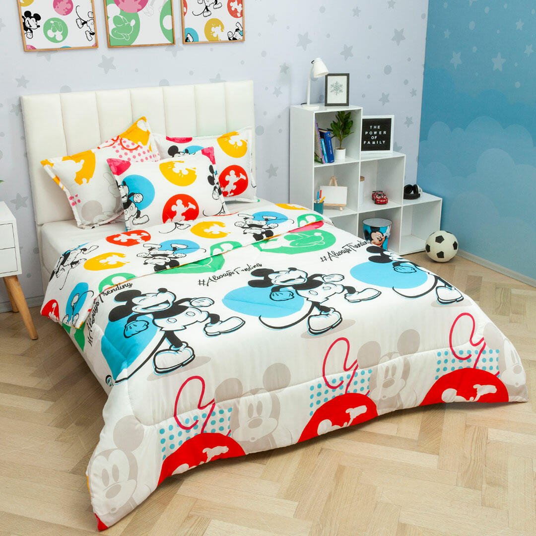 Cubrelecho Acolchado Infantil Blanco para Cama Sencillo 100 X 190 Cm de Mickey - Otros textiles | Bylmo