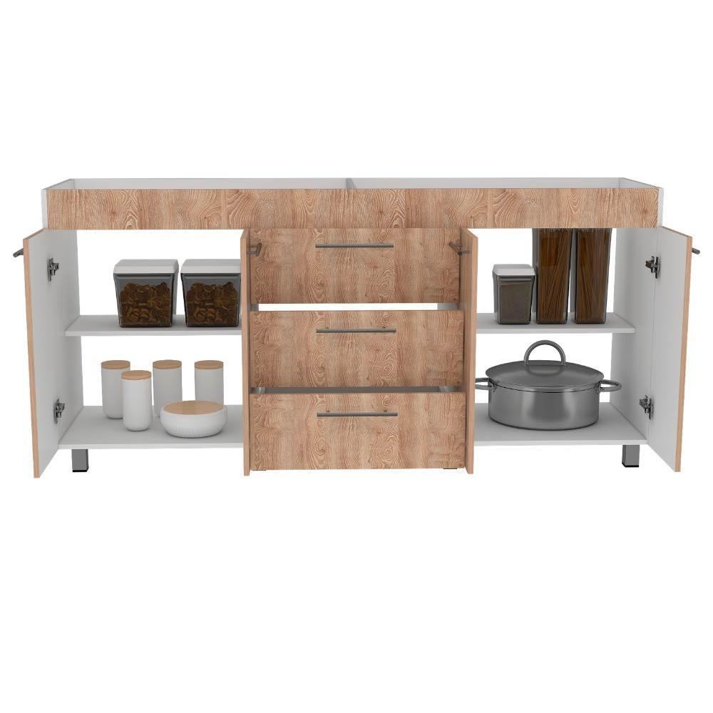 Mueble Inferior Bari Miel y Blanco 180 cm - Cocinas | Bylmo