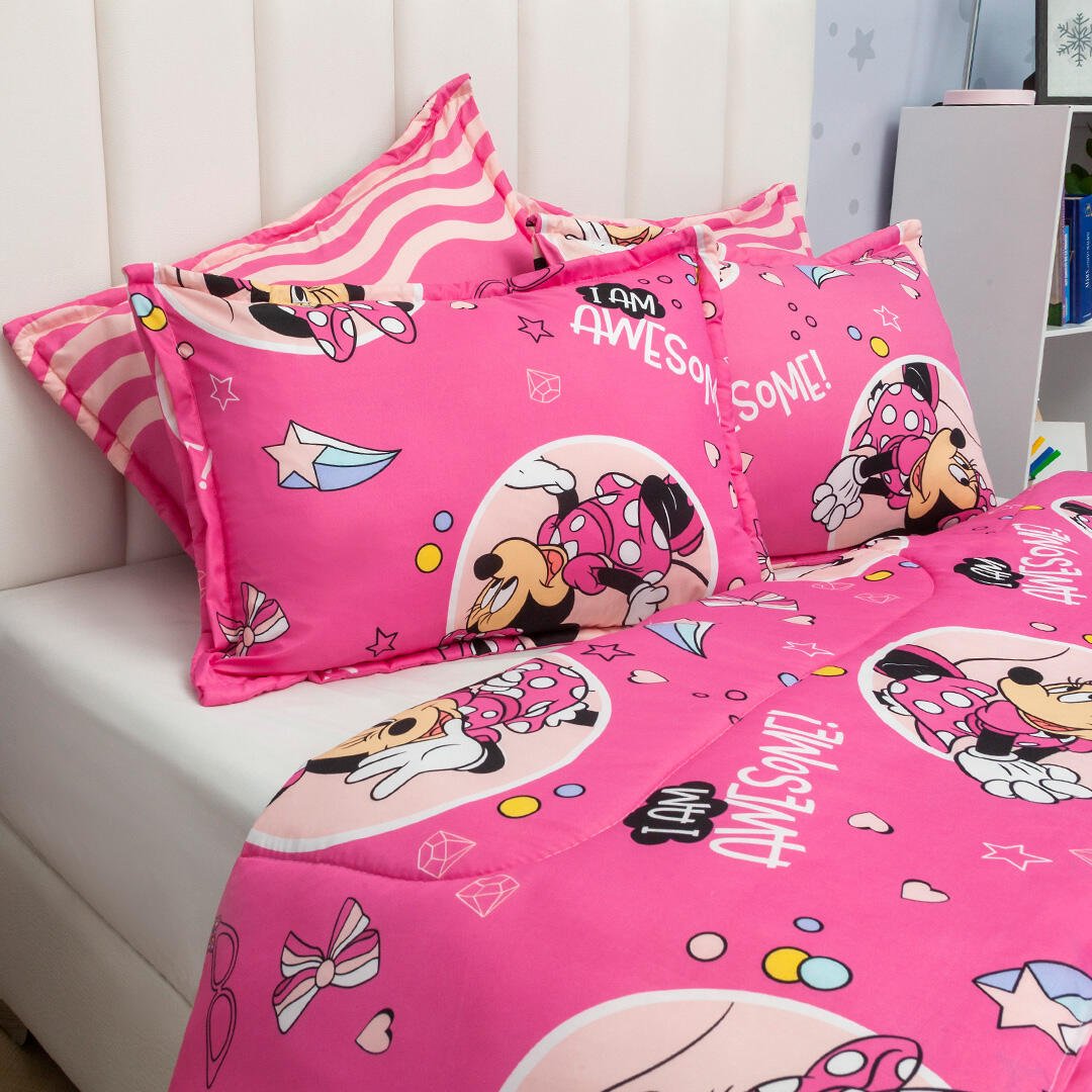 Cubrelecho Acolchado Infantil Rosado para Cama Semidoble 120 X 190 Cm Doble Faz de Minnie - Otros textiles | Bylmo
