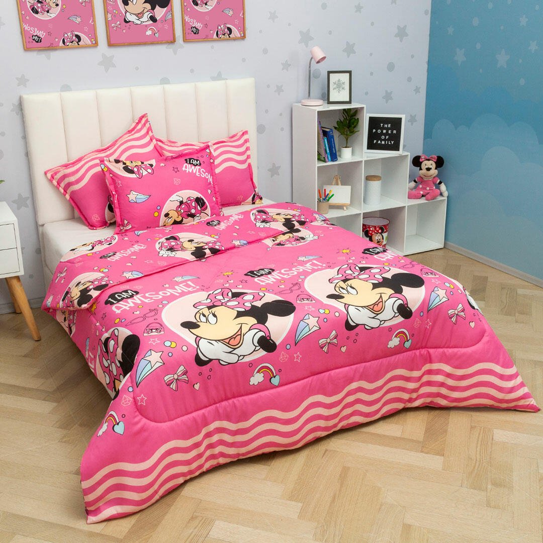 Cubrelecho Acolchado Infantil Rosado para Cama Sencillo 100 X 190 Cm de Minnie - Otros textiles | Bylmo