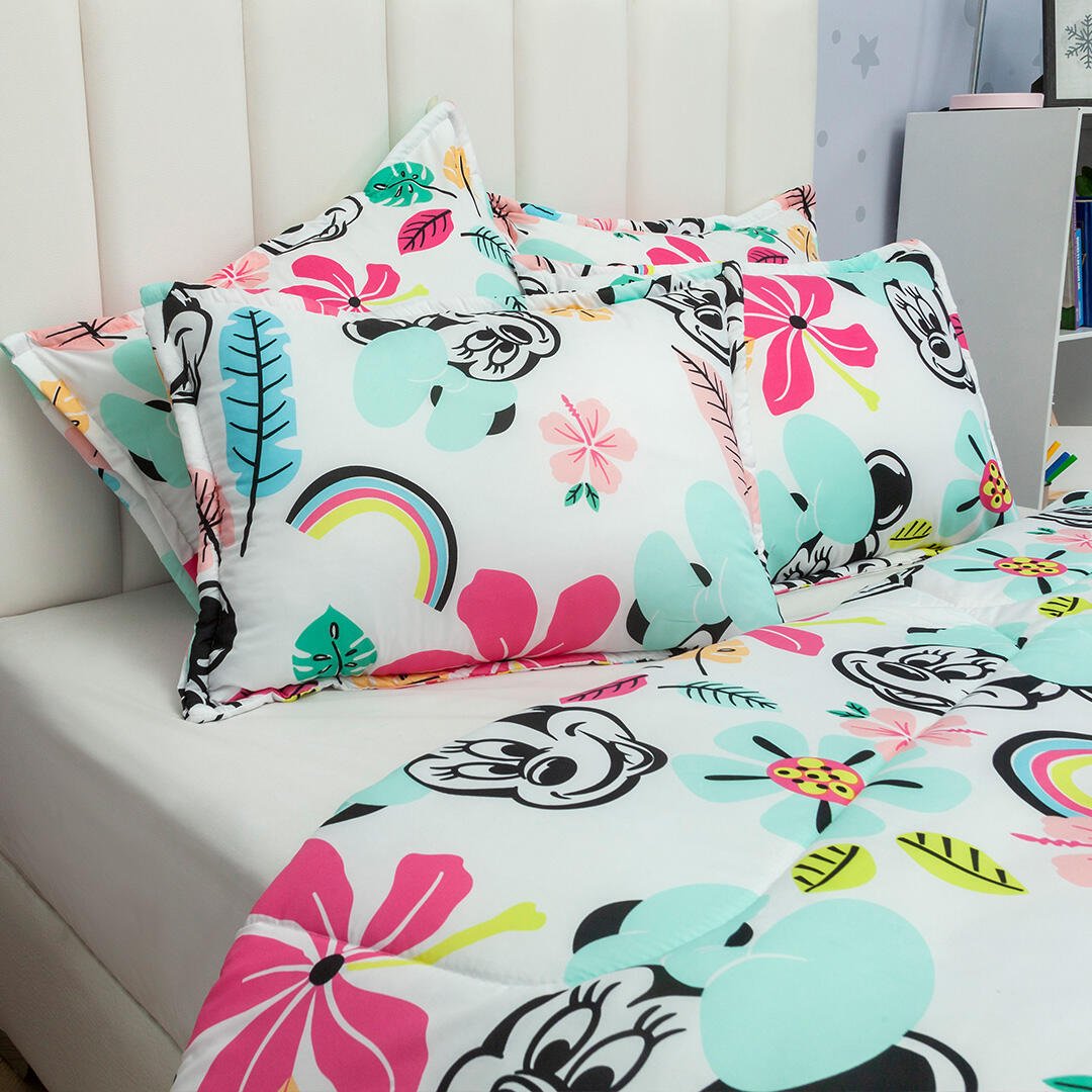 Cubrelecho Acolchado Infantil Multicolor para Cama Semidoble 120 X 190 Cm Doble Faz de Minnie - Otros textiles | Bylmo
