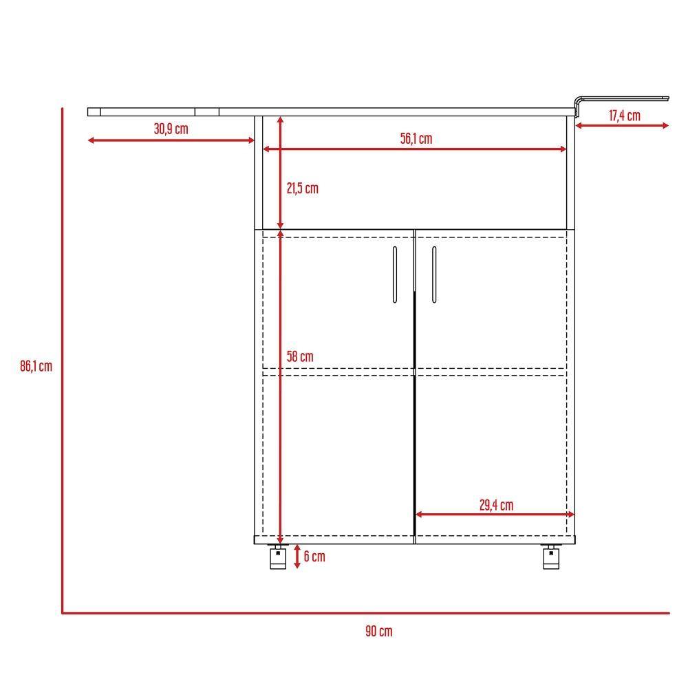 Mesa de Planchar Urano Blanco 90x84.5cm con Dos Puertas - Muebles Organizadores | Bylmo