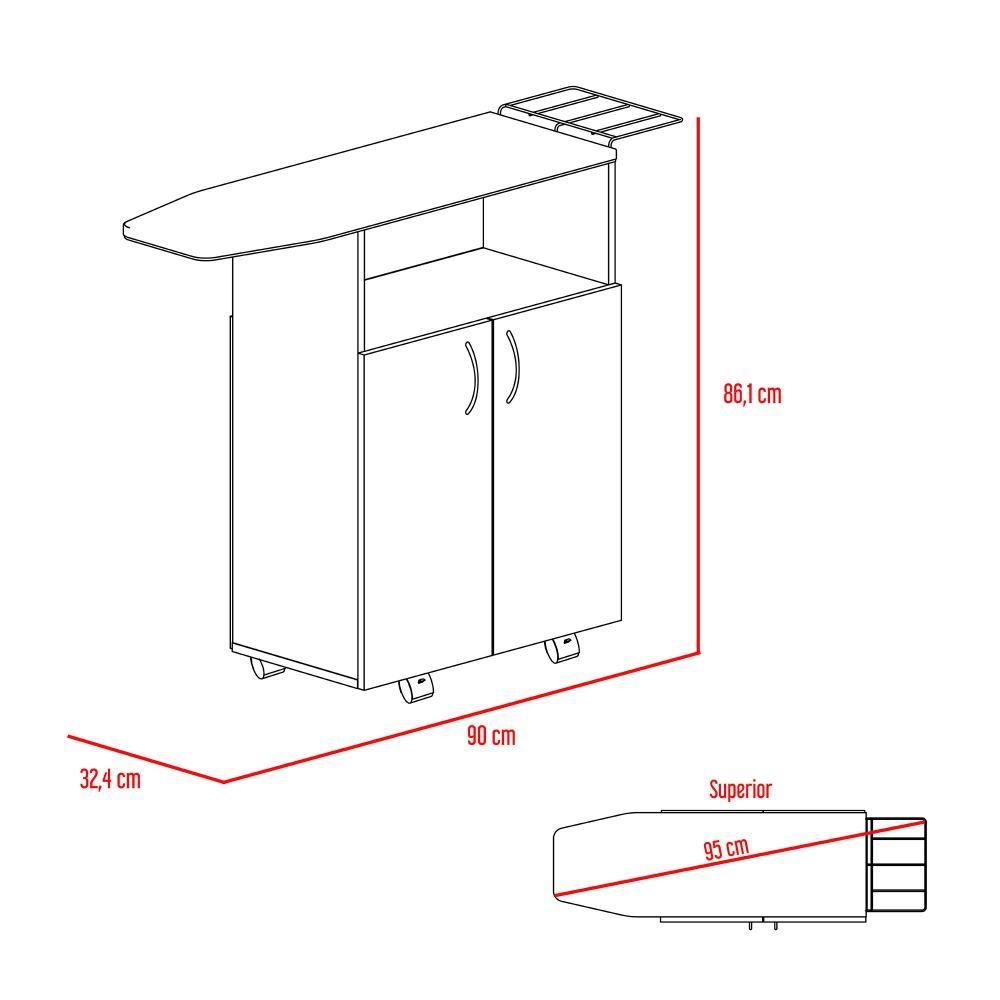Mesa de Planchar Urano Blanco 90x84.5cm con Dos Puertas - Muebles Organizadores | Bylmo