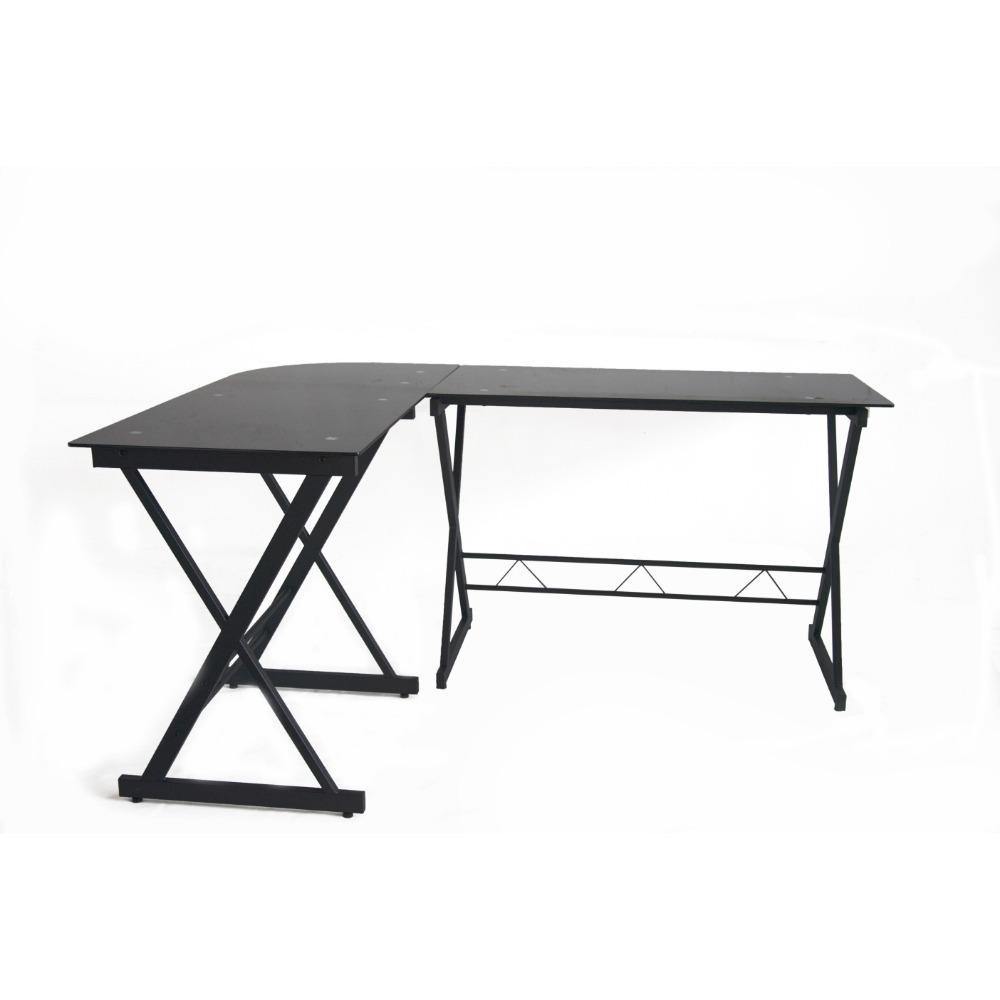 Escritorio en L Madrid Negro 160 cm en Vidrio - Escritorios y Archivadores | Bylmo