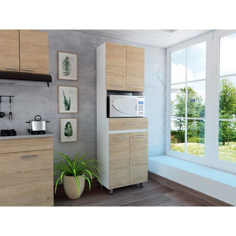 Mueble Microondas Gibraltar Rovere 62 cm con Cuatro Puertas y Un Cajón - Muebles Organizadores | Bylmo