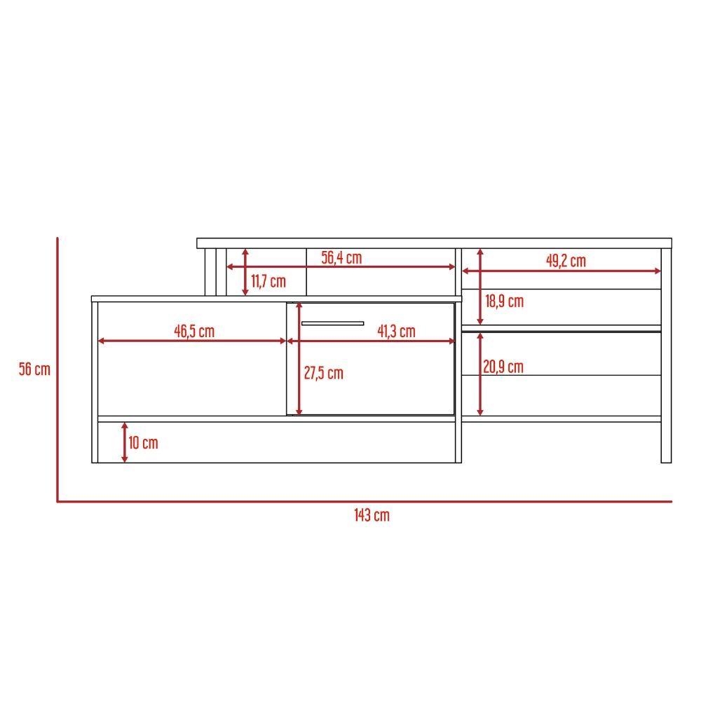 Mesa para TV Bengala Rovere 143x56cm Para TV Hasta 49 Pulgadas con Un Cajón - Muebles para TV | Bylmo