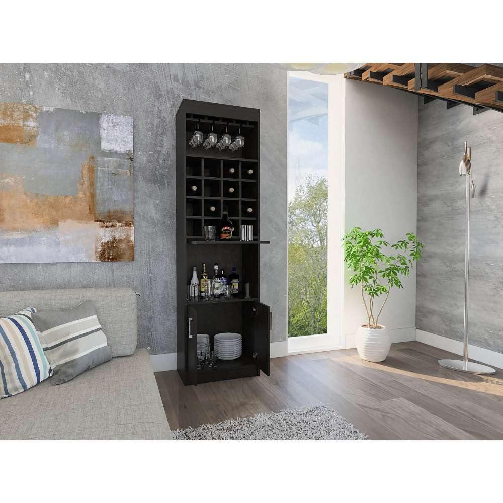 Bar Beijing Wengue 51x180cm con Un Cajón y con Dieciséis Portabotellas - Bares | Bylmo