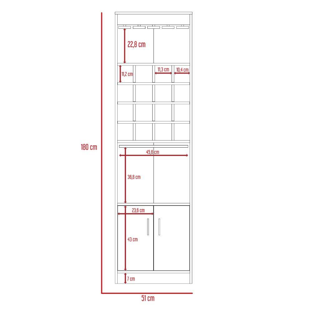 Bar Beijing Wengue 51x180cm con Un Cajón y con Dieciséis Portabotellas - Bares | Bylmo
