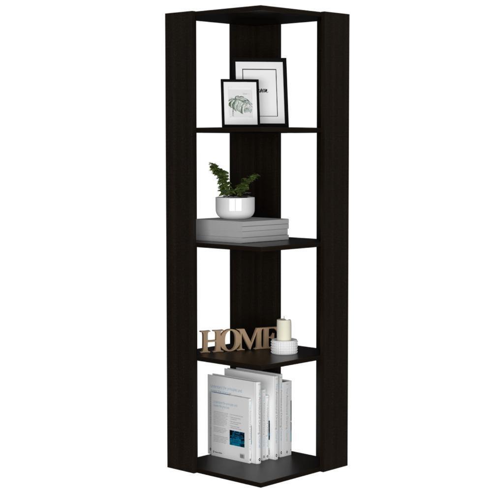 Biblioteca Esquinera Amber Wengue 44 cm con Entrepaños - Bibliotecas | Bylmo