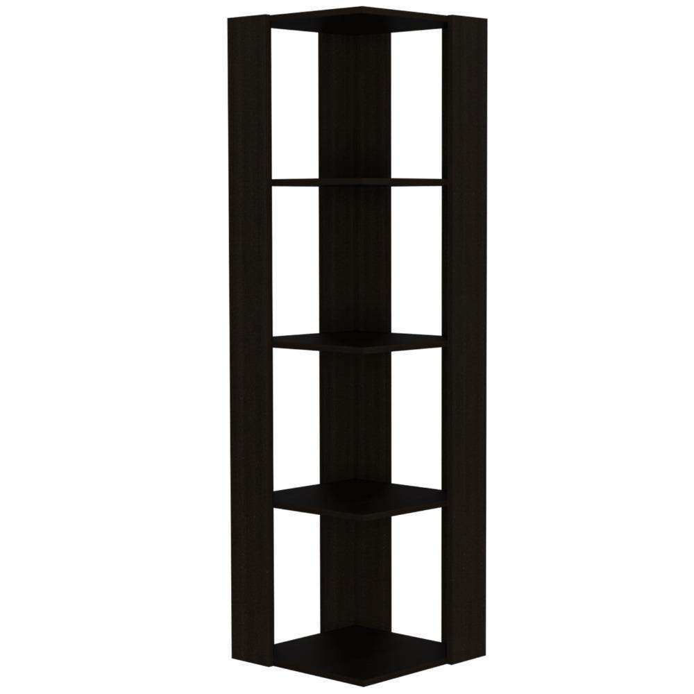 Biblioteca Esquinera Amber Wengue 44 cm con Entrepaños - Bibliotecas | Bylmo