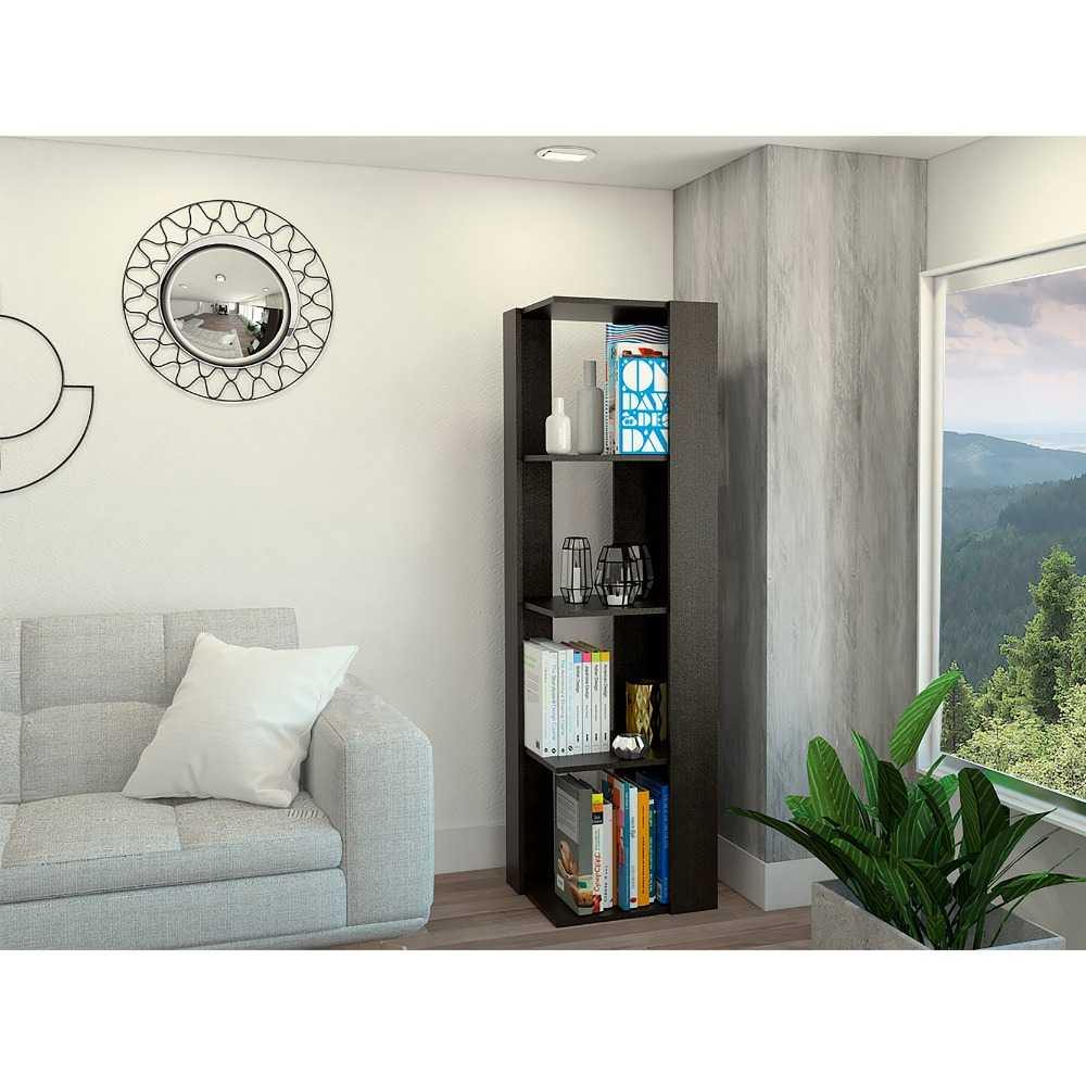 Biblioteca Esquinera Amber Wengue 44 cm con Entrepaños - Bibliotecas | Bylmo