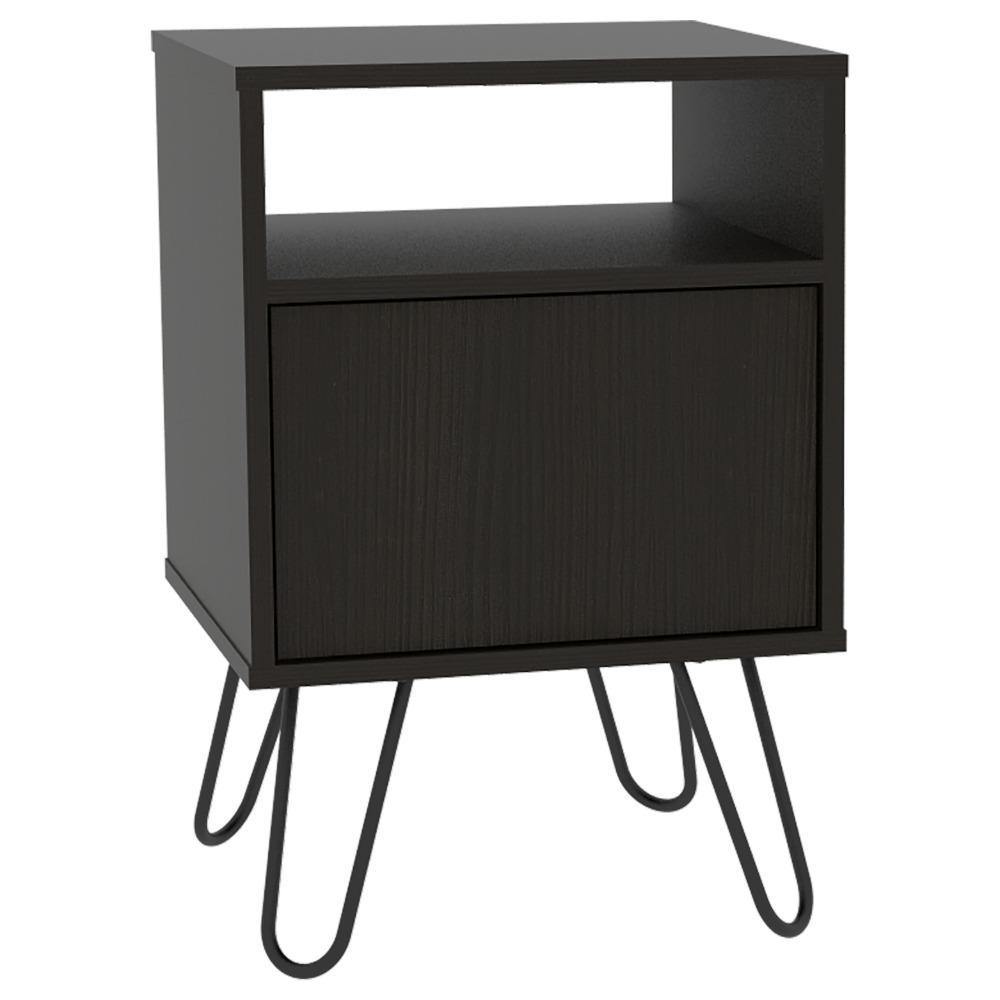 Mesa de Noche Wengue Miel y Plomo 40 cm con Una Puerta - Mesas | Bylmo