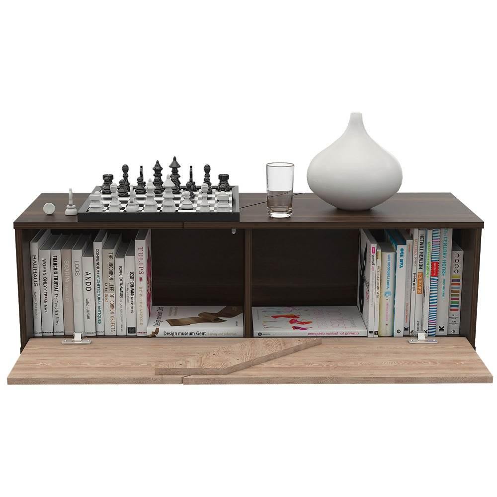 Mesa de Centro Fraktal Habano y Miel 104.3x36.3cm Rectangular Con Patas - Mesas | Bylmo