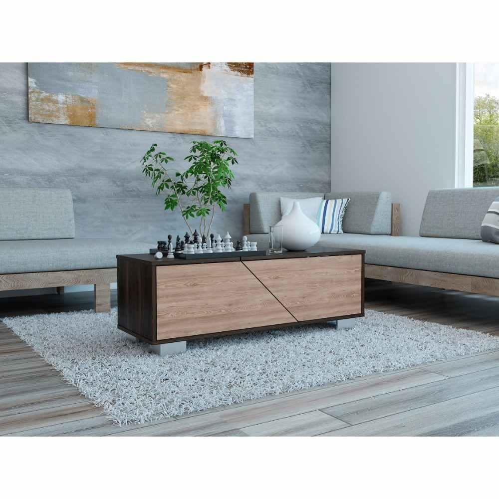 Mesa de Centro Fraktal Habano y Miel 104.3x36.3cm Rectangular Con Patas - Mesas | Bylmo