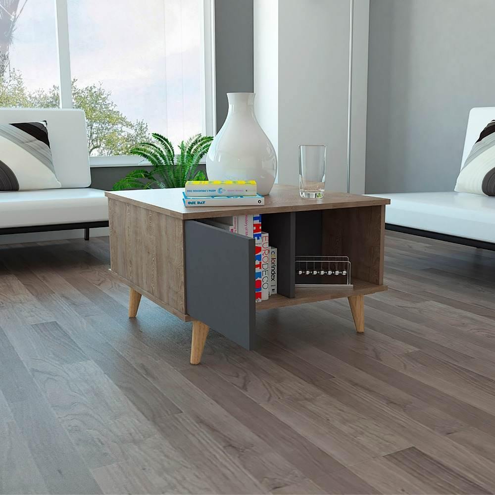 Mesa de Centro Salem Miel y Plomo 40x63.3cm Rectangular Con Patas - Mesas | Bylmo