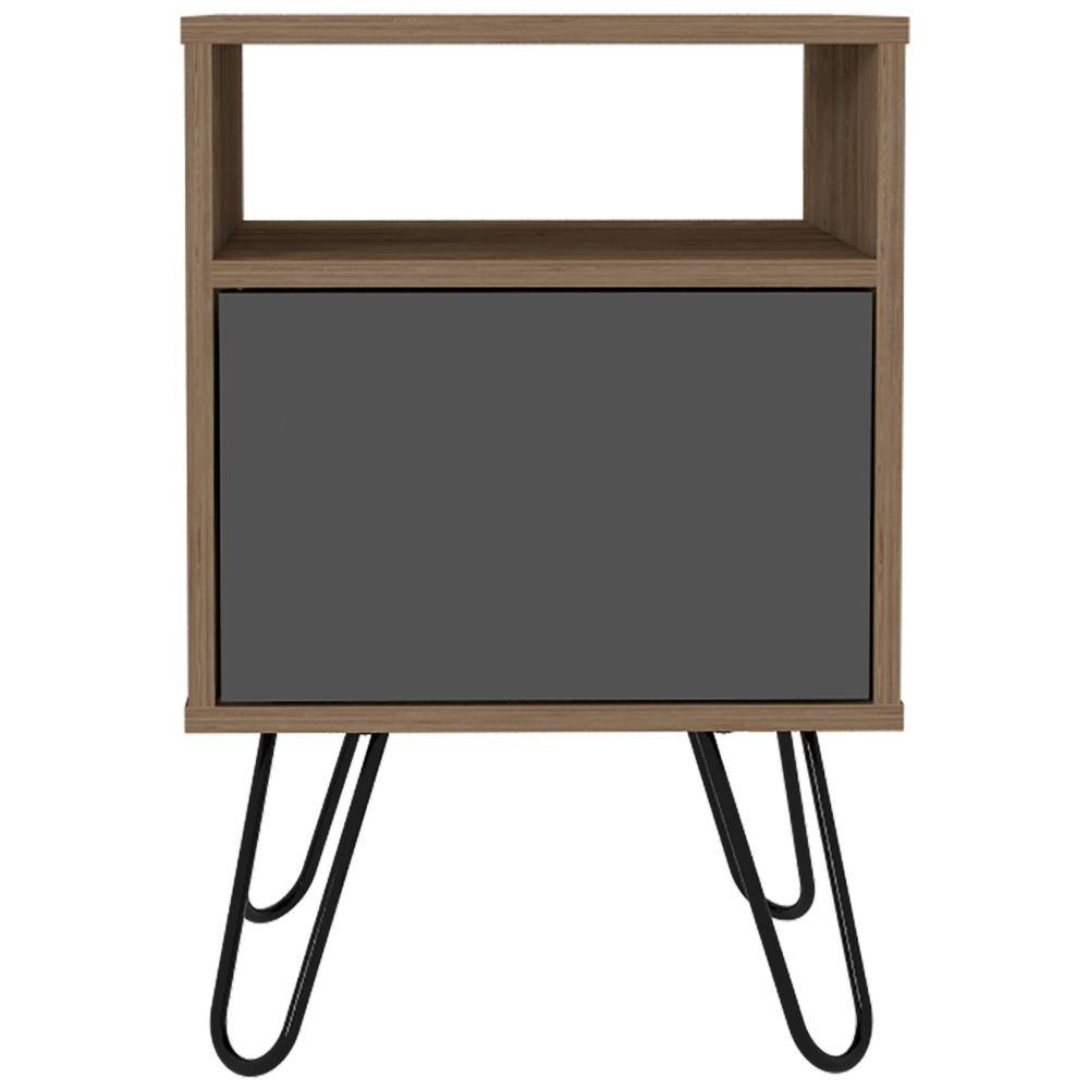 Mesa de Noche Vassel Miel y Plomo 40 cm con Una Puerta - Mesas | Bylmo