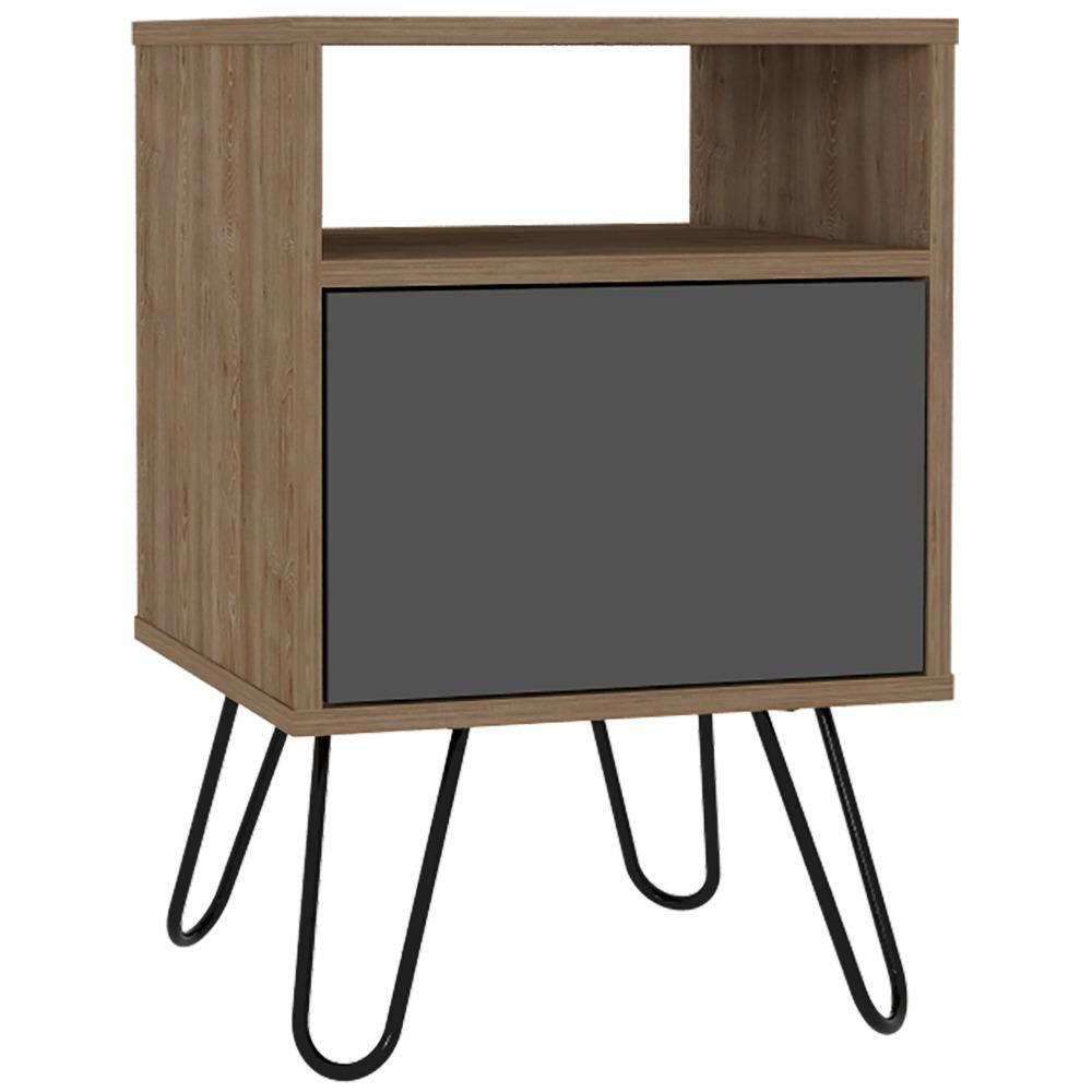 Mesa de Noche Vassel Miel y Plomo 40 cm con Una Puerta - Mesas | Bylmo