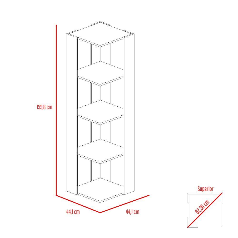 Biblioteca Esquinera Amber Miel 44 cm con Entrepaños - Bibliotecas | Bylmo