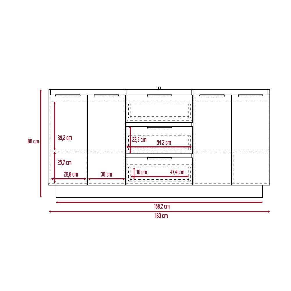 Mueble Inferior Tibet Rovere y Sombra 180 cm - Cocinas | Bylmo