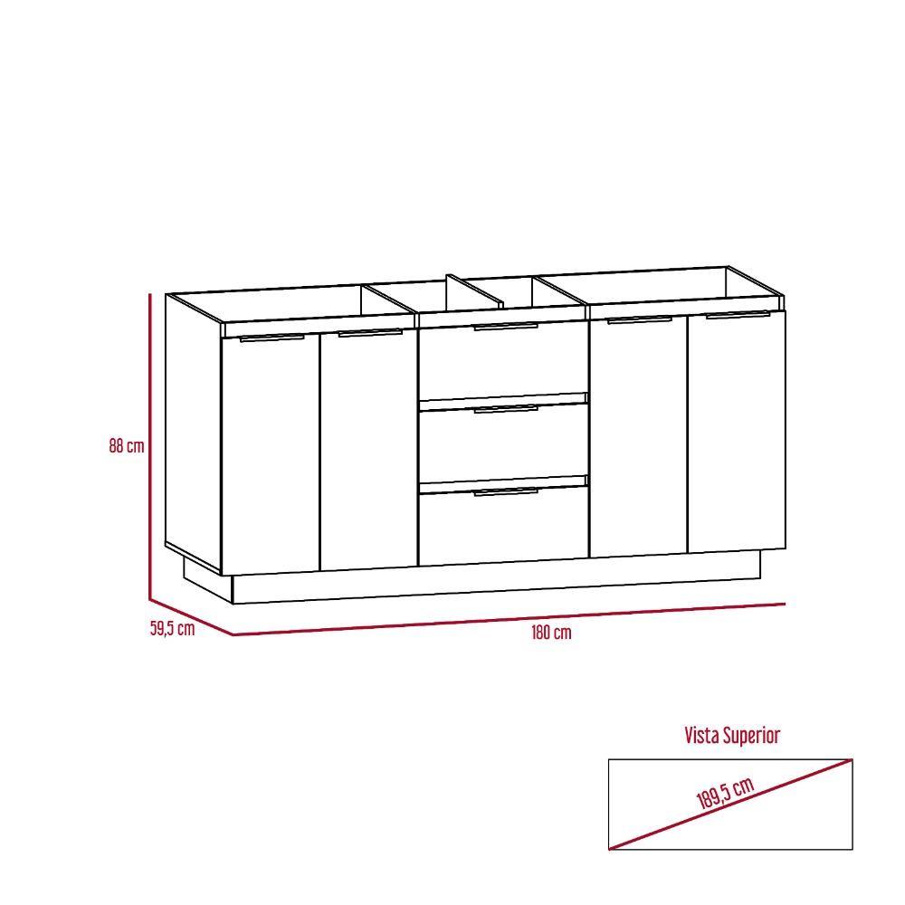 Mueble Inferior Tibet Rovere y Sombra 180 cm - Cocinas | Bylmo