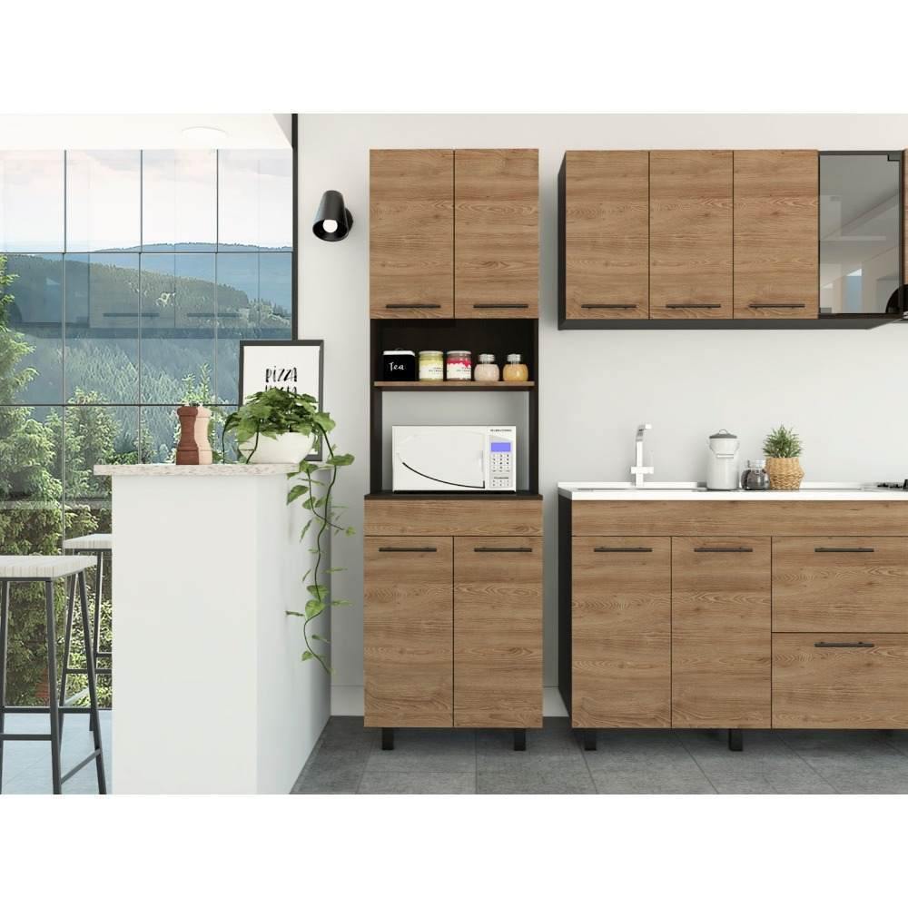 Modulo Microondas Luna Miel y Wengue 60 cm - Cocinas | Bylmo