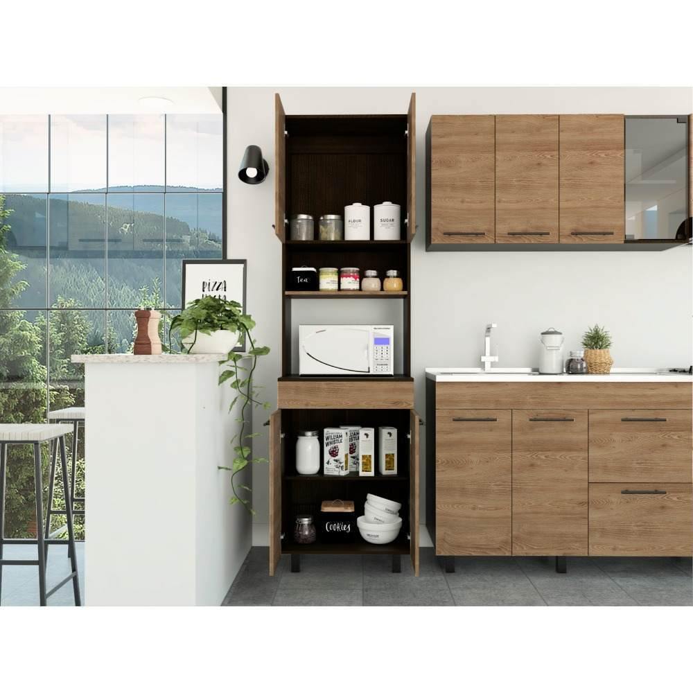 Modulo Microondas Luna Miel y Wengue 60 cm - Cocinas | Bylmo