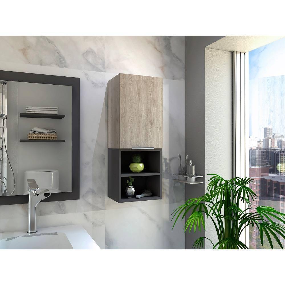 Mueble Auxiliar Jules Ceniza y Plomo 30 cm con Una Puerta y Entrepaños - Gabinetes | Bylmo