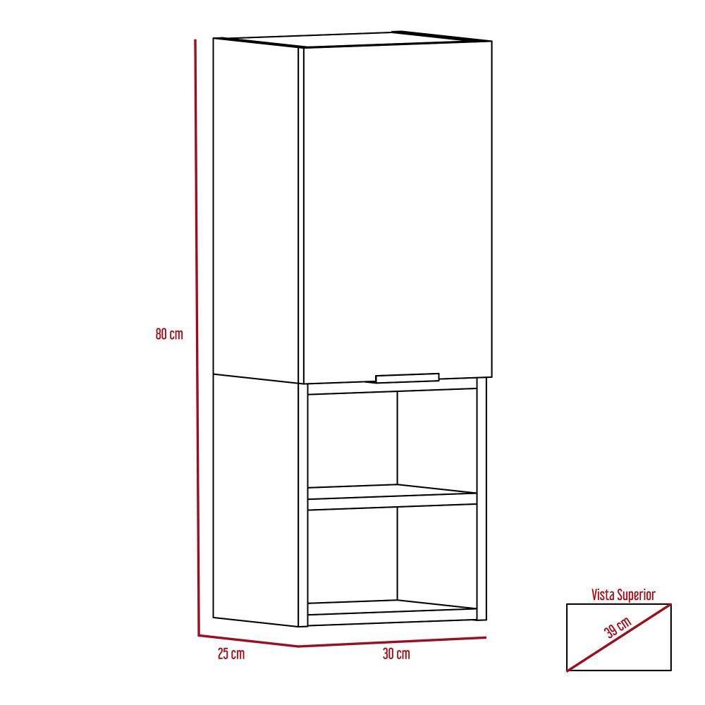 Mueble Auxiliar Jules Ceniza y Plomo 30 cm con Una Puerta y Entrepaños - Gabinetes | Bylmo