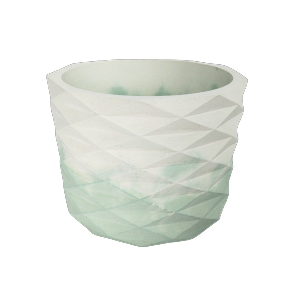 Matera de mesa Carlota Petty Blanco y Verde Menta 15x12.5cm de Cemento Circular de 2.2 Litros - Jardineria | Bylmo