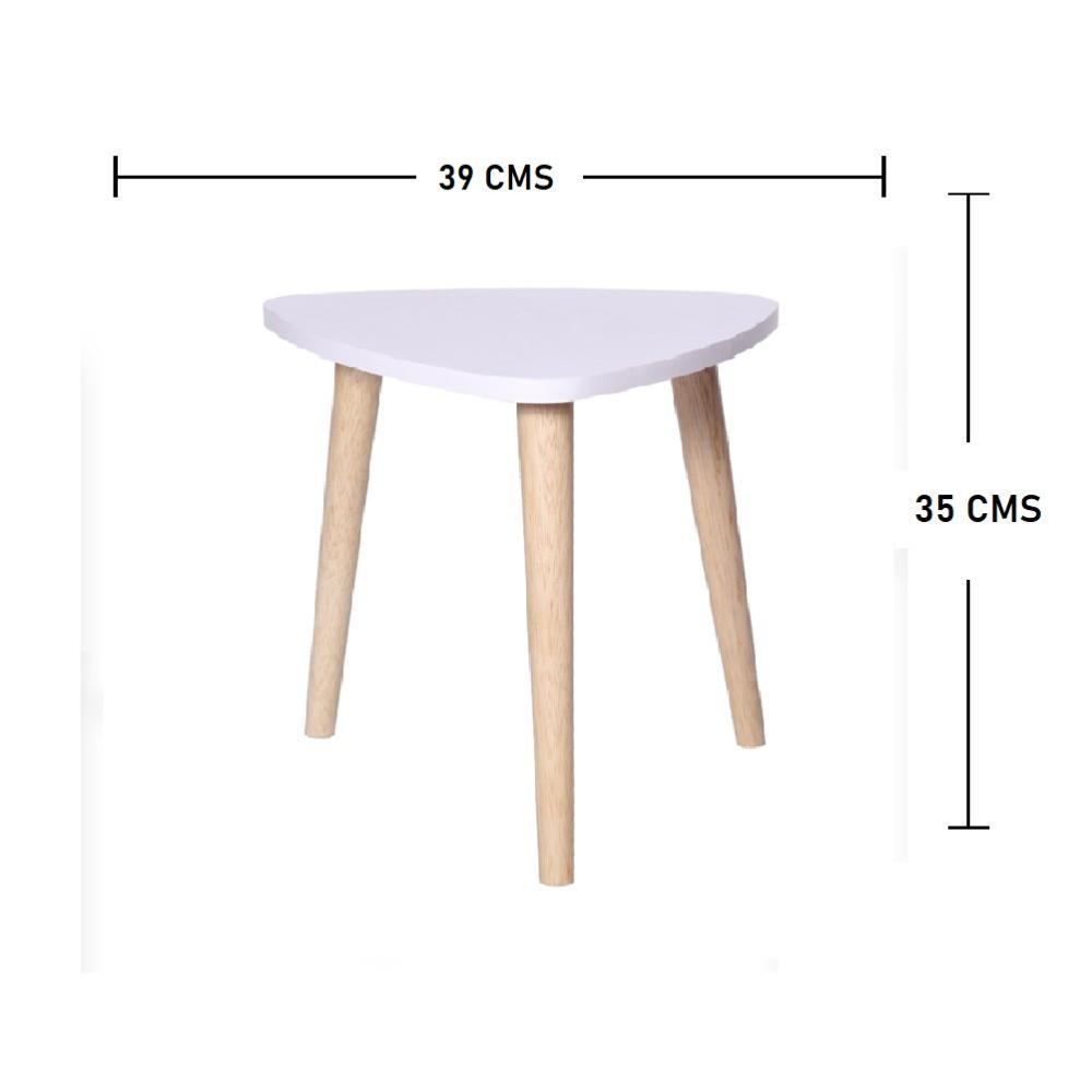 Mesa de Centro Blanco 39x35cm Triangular con Patas - Mesas | Bylmo