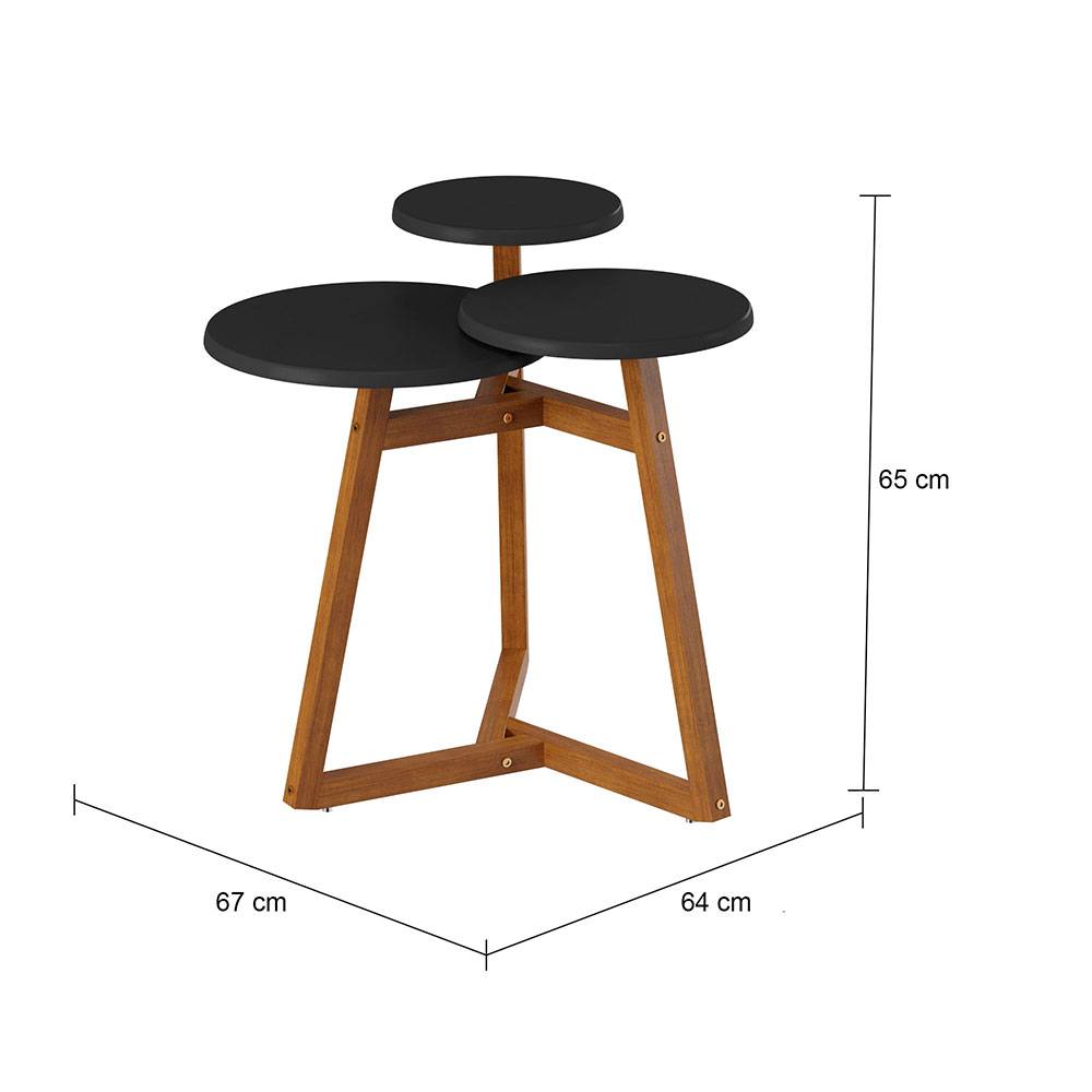 Mesa Buk Almendra y Negro 64 cm Redondas - Mesas | Bylmo