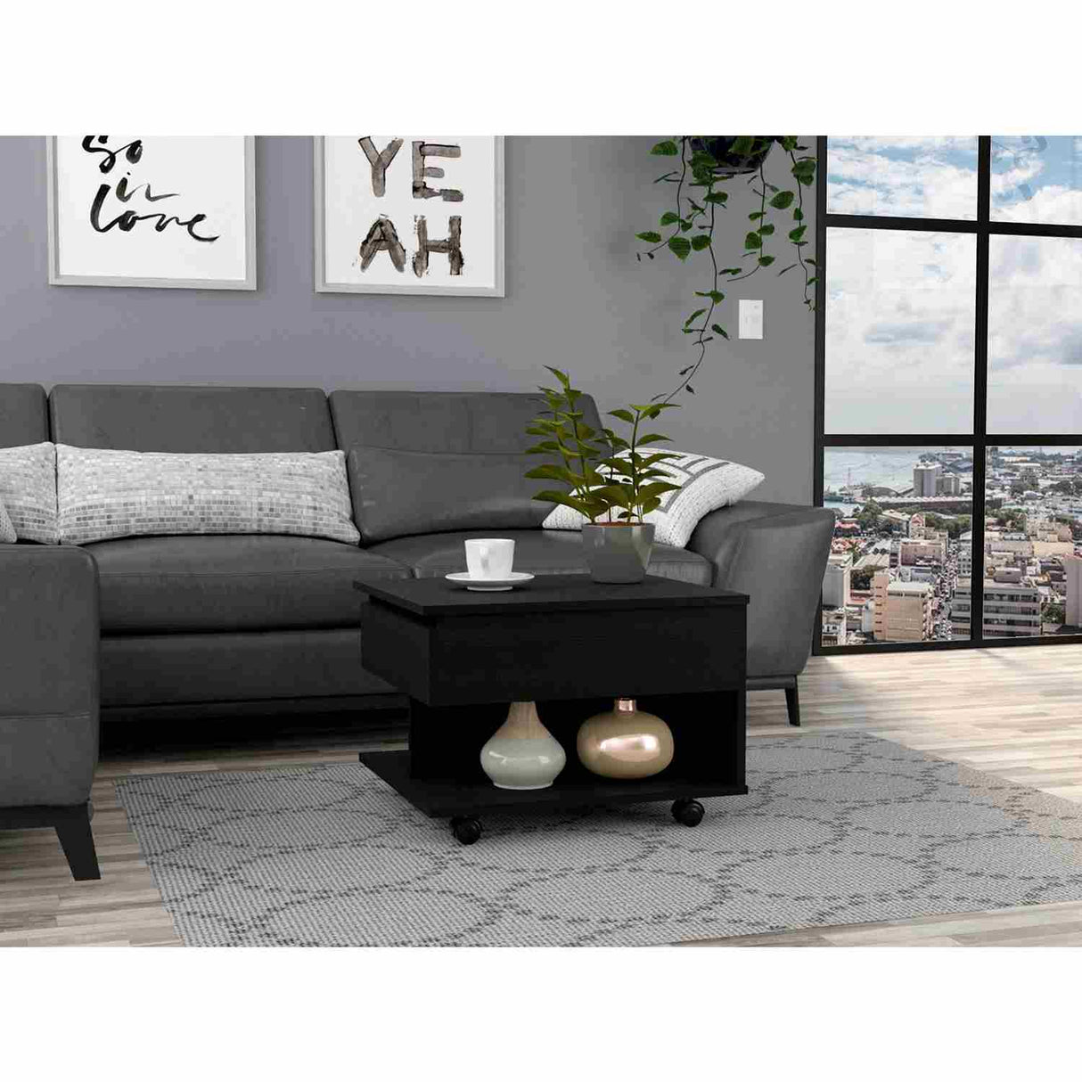 Mesa Auxiliar Luanda Wengue 55 cm Rectangular Extensible con Rodachines - Mesas Auxiliares | Bylmo