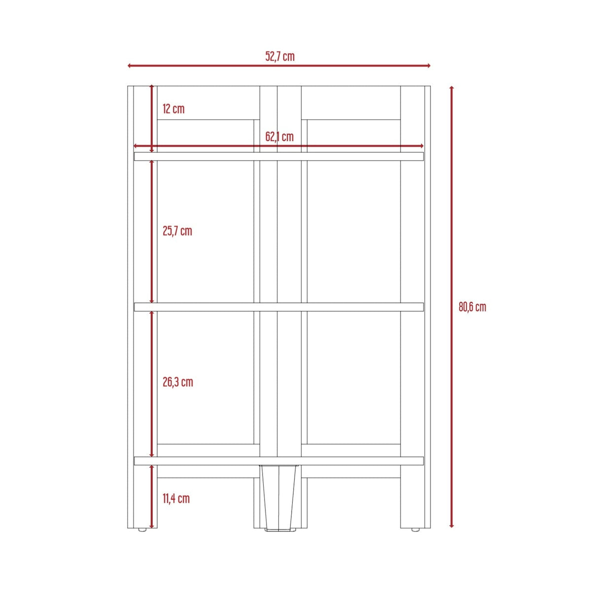 Mesa Auxiliar RIGA Macadamia 39 cm Rectangular Arqueado Esquinera con Tres Entrepaños - Mesas Auxiliares | Bylmo