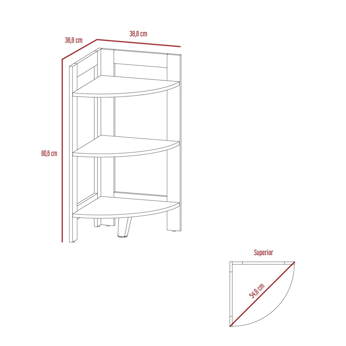 Mesa Auxiliar RIGA Macadamia 39 cm Rectangular Arqueado Esquinera con Tres Entrepaños - Mesas Auxiliares | Bylmo