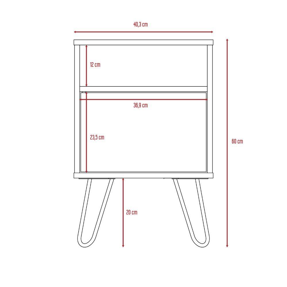 Mesa de Noche Vassel Miel y Plomo 40 cm con Una Puerta - Mesas | Bylmo