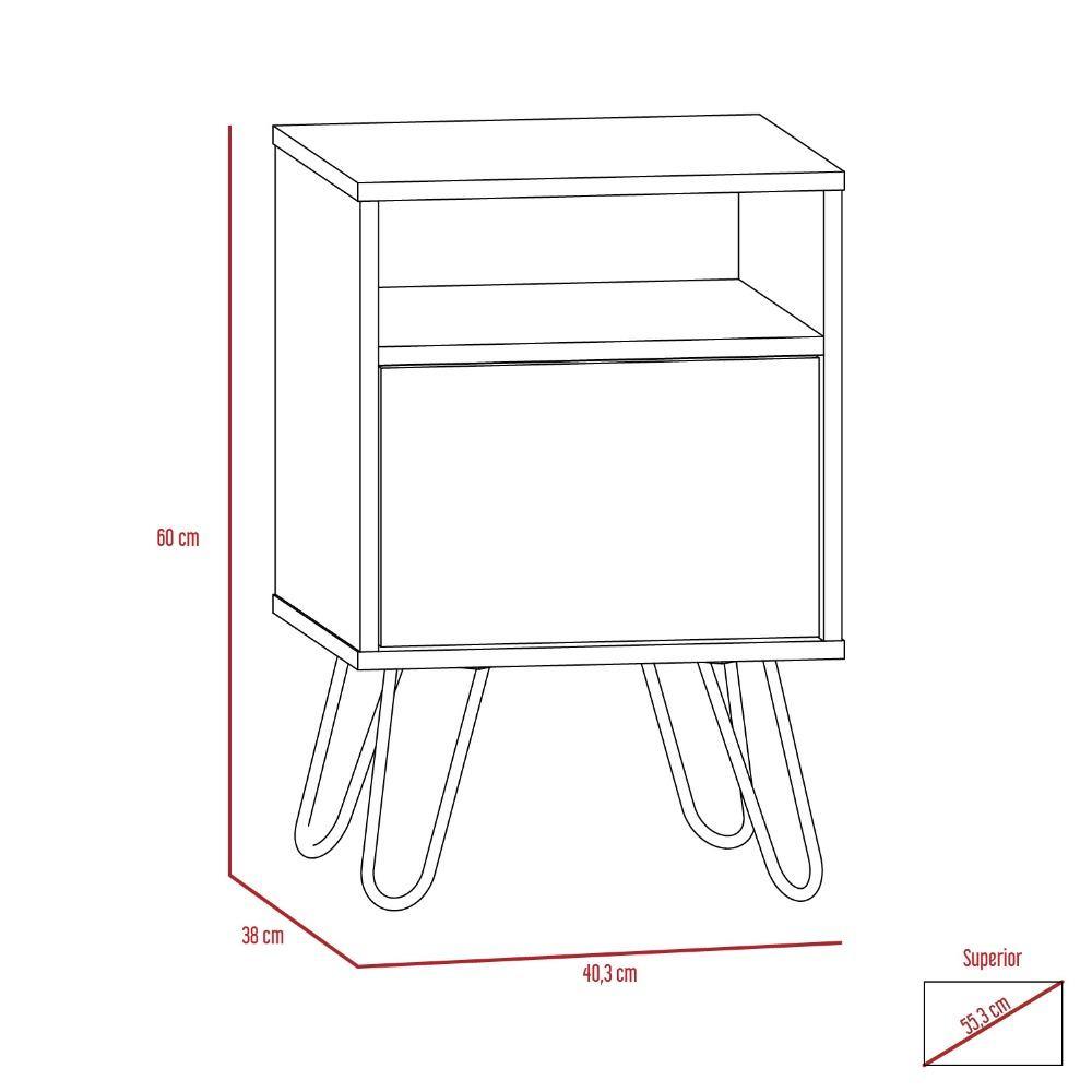 Mesa de Noche Wengue Miel y Plomo 40 cm con Una Puerta - Mesas | Bylmo