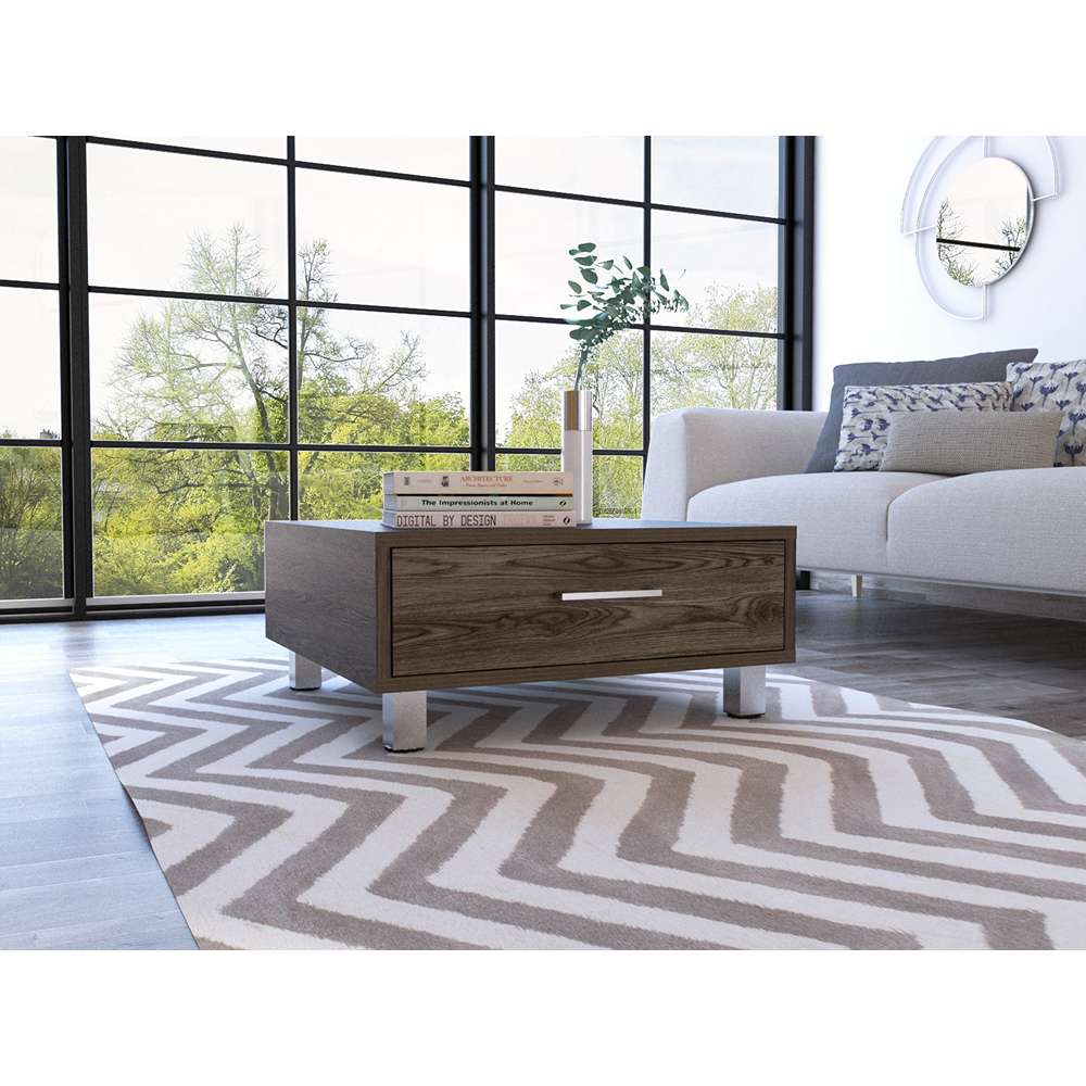 Mesa de Centro Beijing Coñac 60x26.3cm Rectangular con Patas y con Compartimientos - Mesas | Bylmo