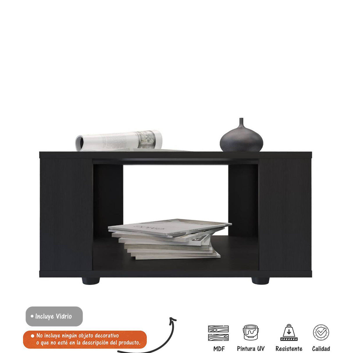 Mesa de Centro Harmony Wengue 60x31cm Rectangular con Patas y con Compartimientos - Mesas de Centro | Bylmo