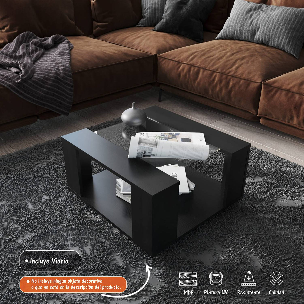 Mesa de Centro Harmony Wengue 60x31cm Rectangular con Patas y con Compartimientos - Mesas de Centro | Bylmo