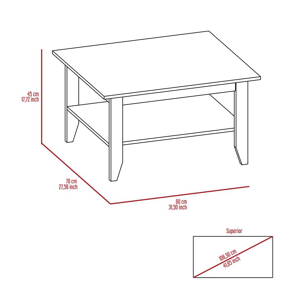 Mesa de Centro Essential Plus Wengue 80x45cm Rectangular con Patas y con Compartimientos - Mesas | Bylmo