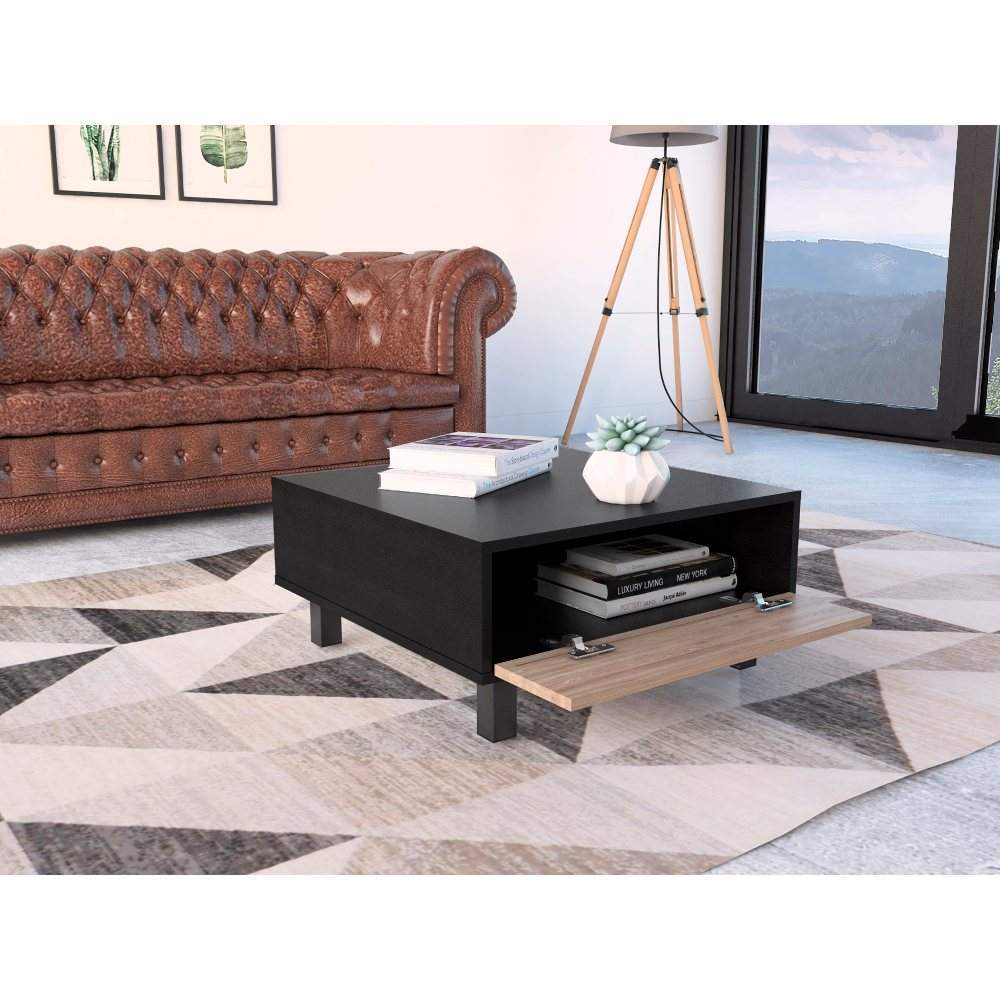 Mesa de Centro Kaia Wengue y Miel 28.3x60cm Rectangular Con Patas - Mesas | Bylmo