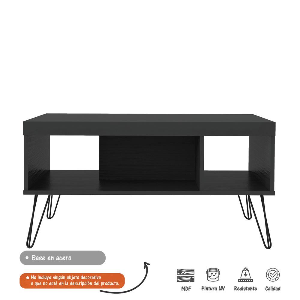 Mesa de Centro Liberty Negro 91x46.5cm Rectangular con Patas y con Compartimientos - Mesas | Bylmo
