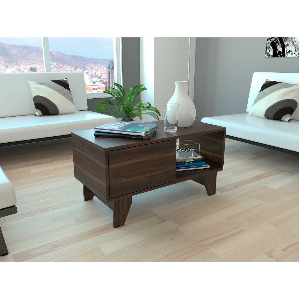 Mesa de Centro Portanova Habano 78.5x42cm Rectangular con Patas y con Compartimientos - Mesas | Bylmo