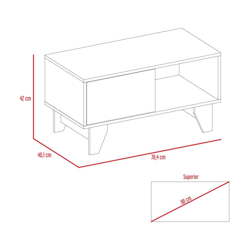 Mesa de Centro Portanova Habano 78.5x42cm Rectangular con Patas y con Compartimientos - Mesas | Bylmo