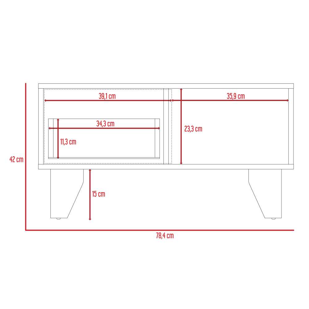 Mesa de Centro Portanova Habano 78.5x42cm Rectangular con Patas y con Compartimientos - Mesas | Bylmo